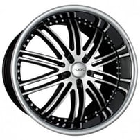 20" Staggered XIX Wheels X23 Black Machine with SS Lip Rims