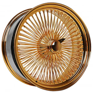 22x8" LA Wire Wheels Standard 150-Spoke Straight Lace American Gold Triple Plating Rims