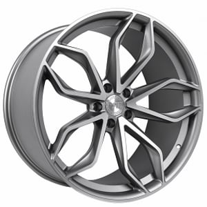 22" Staggered Road Force Wheels RF17 Satin Gunmetal Machined Rims 