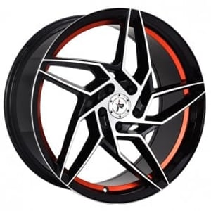 20" Impact Racing Wheels 605 Gloss Black with Machined Face-Undercut-Red Clear Coat Rims