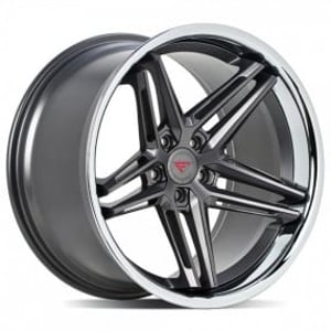 19" Staggered Ferrada Wheels CM1 Matte Graphite with Chrome Lip Rims