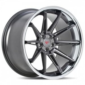 20" Staggered Ferrada Wheels CM2 Matte Graphite with Chrome Lip Rims