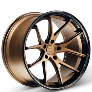 22" Staggered Ferrada Wheels FR2 Matte Bronze with Gloss Black Lip Rims