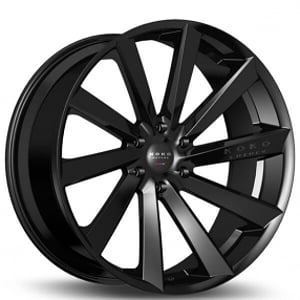 20" Staggered Koko Kuture Wheels Kapan Gloss Black Rims 