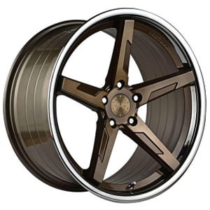 19/20" Staggered Vertini Wheels RFS1.7 Brushed Dual Bronze with Chrome Lip Flow Formed Rims